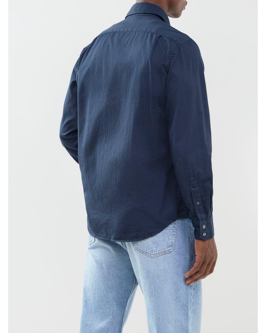 Hartford Blue Paul Peach Twill Shirt for men
