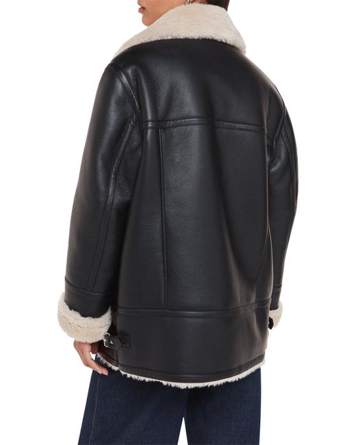 Whistles Black Women's Faux Fur Aviator