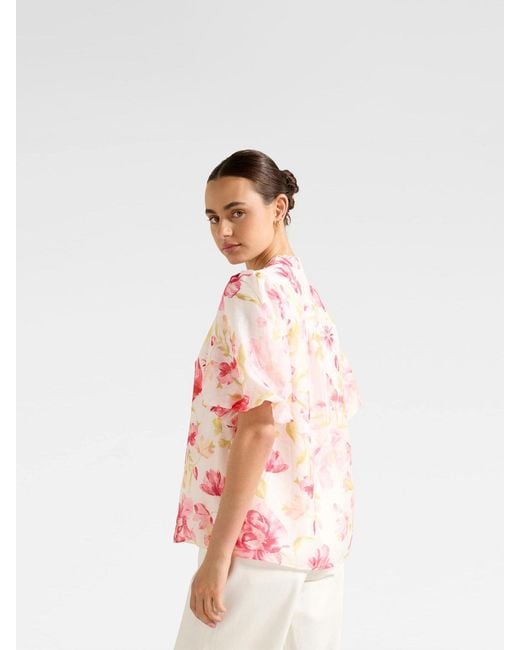 Forever New Pink Becca Scalloped Neck Blouse