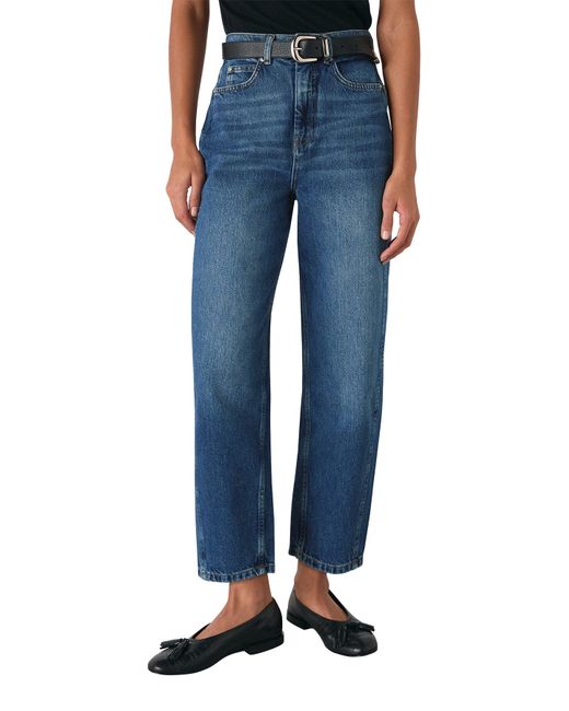 Whistles Blue High Waist Barrel Leg Jean