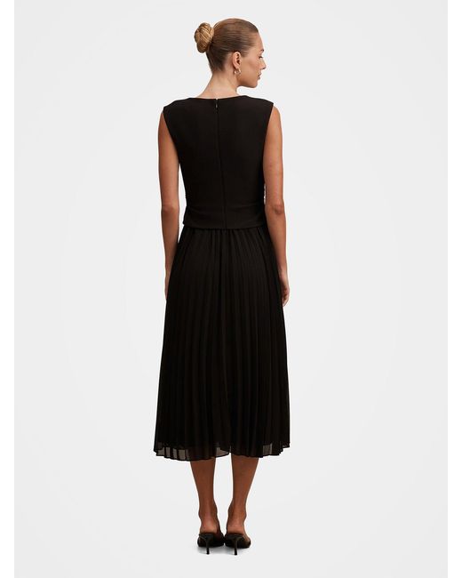 Forever New Black Emilia 2-In-1 Pleated Midi Dress