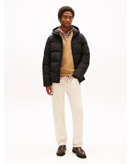Tommy Hilfiger Black Down Hooded Puffer Jacket for men