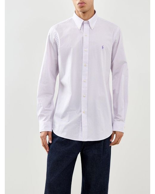 Polo Ralph Lauren White Custom Fit Stripe Poplin Shirt for men