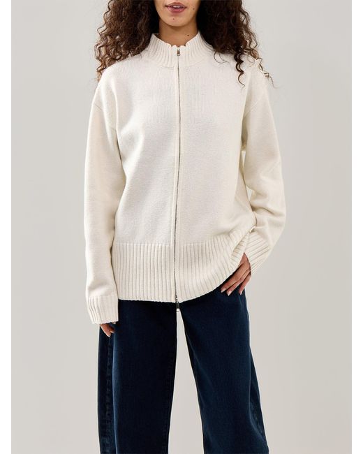 Pretty Lavish White Claudia Zip Up Cardigan