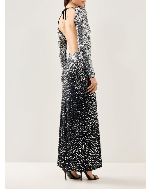 Rabanne Gray Sequin Ombre Long Sleeve Maxi Gown