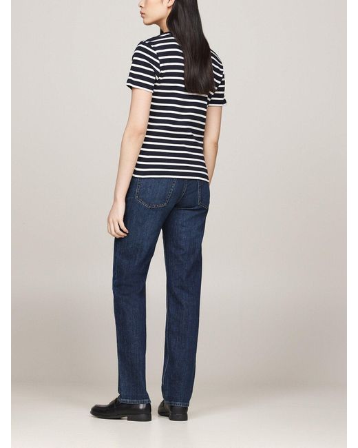 Tommy Hilfiger Black V-Neck Slim T-Shirt Stripe
