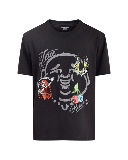 True Religion Black Buddha Face Graphic T-Shirt for men