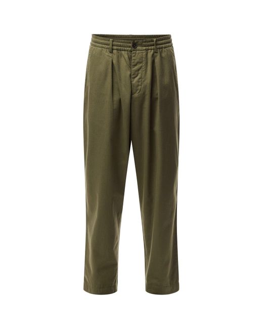 Universal Works Green Pleated Track Pants for men