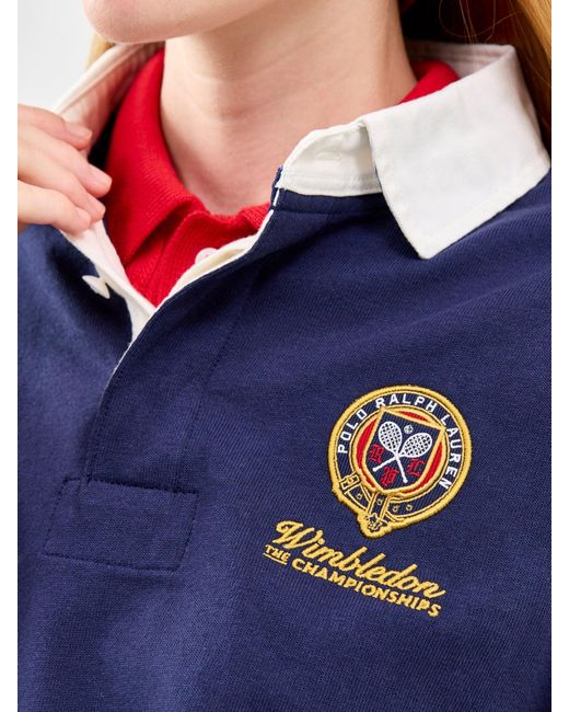 Polo Ralph Lauren Blue Wimbledon Rugby Collared Top, Cotton