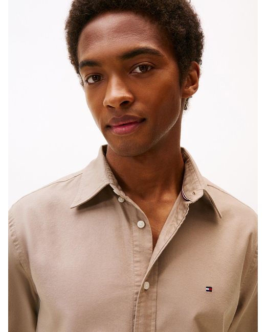Tommy Hilfiger Natural Regular Fit Flag Embroidery Oxford Shirt for men
