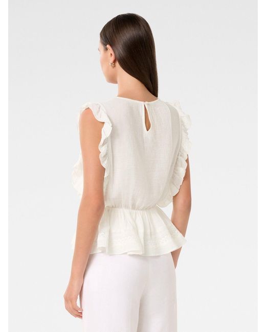 Forever New White Rose Ruffle Sleeves Top