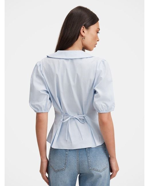 Forever New Blue Gracie Bubble Sleeve Shirt