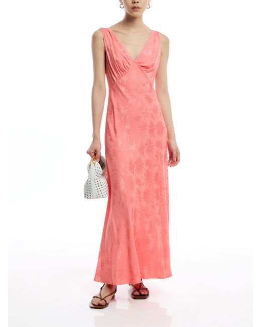 Rixo Pink Women's Sandrine Coral Midi Dress