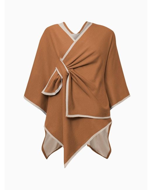 James Lakeland Brown Front Knot Poncho