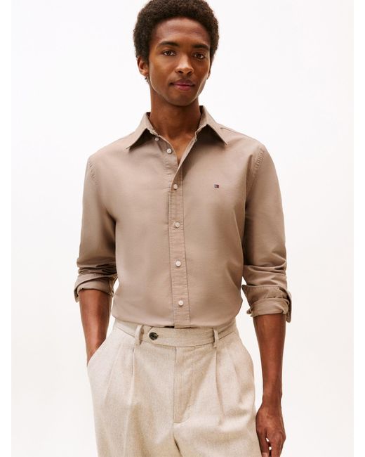 Tommy Hilfiger Natural Regular Fit Flag Embroidery Oxford Shirt for men