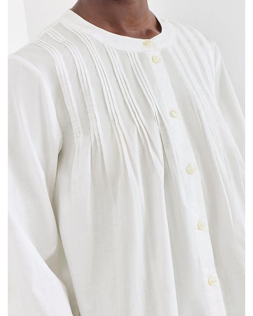 SELECTED White Delia Pintuck Long Sleeve Shirt