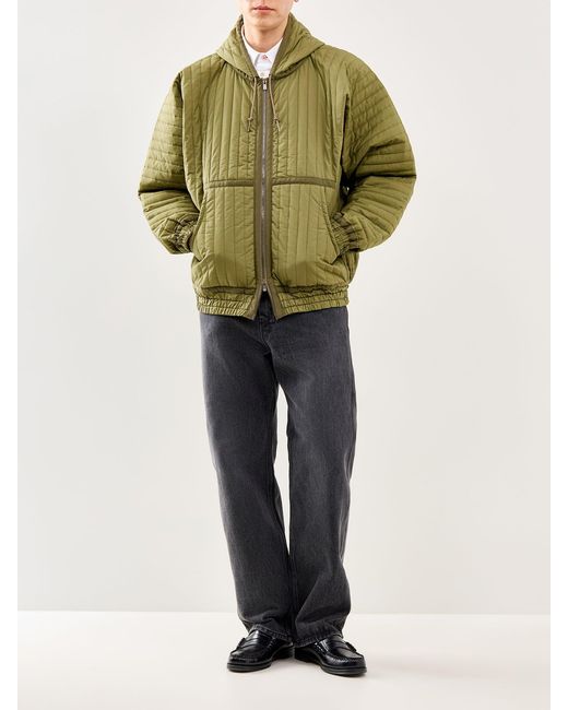 Needles Green Quilted Hooded Jacket for men