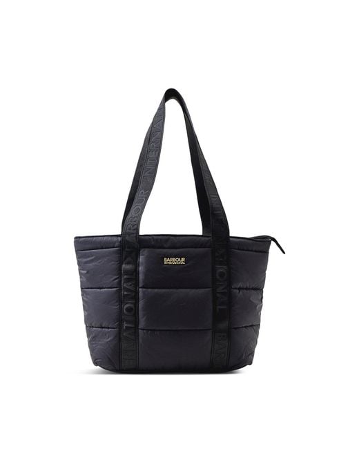 Barbour Black Monaco Baffle Quilted Tote Bag
