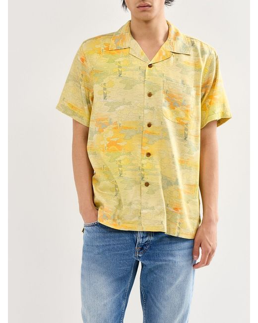 Nudie Jeans Yellow Arvid Hawaii Shirt Drift Away for men