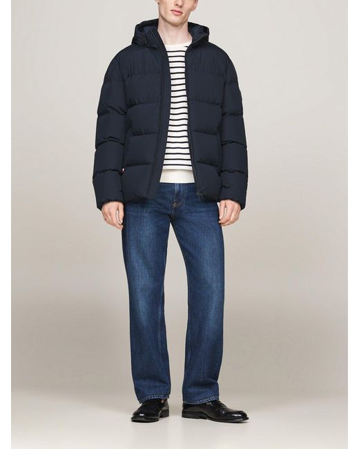 Tommy Hilfiger Blue Down Hooded Puffer Jacket for men