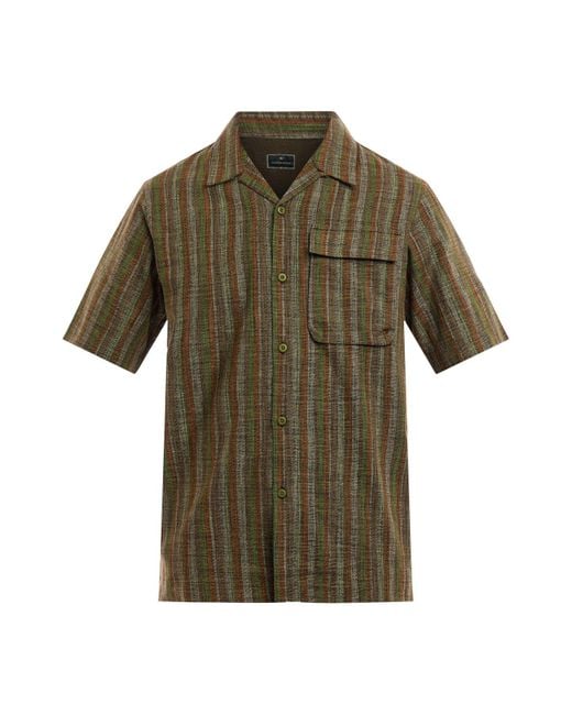 Maharishi Green Men's Shortsleeve Japanese Wagara Shirt for men
