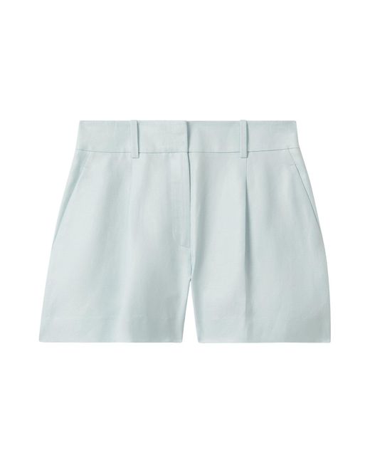Reiss Blue Lori -Linen Front Pleat Suit Shorts