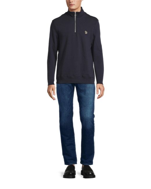Paul Smith Blue Zebra Quarter Zip Sweatshirt for men