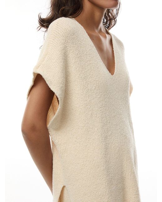 Pretty Lavish White Katya Rib Knit Oversized Top