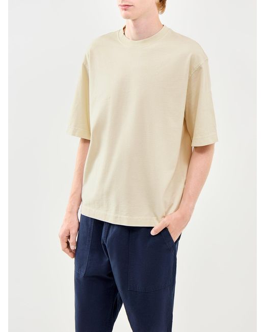 SELECTED White Boxy Fit T-Shirt Cream for men