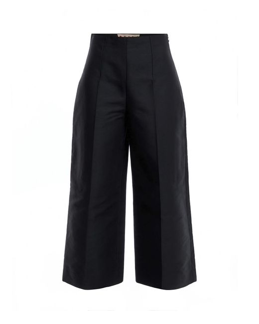 Marni Blue Women's High Waist Trousers Without Front And Back Pockets