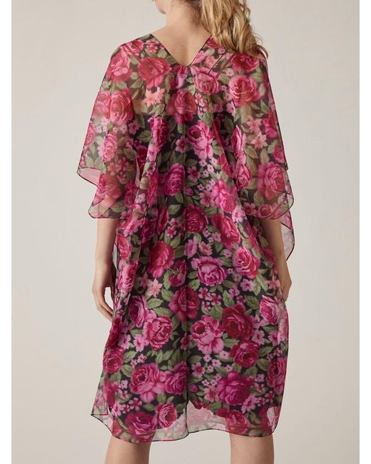 James Lakeland Pink Two-Tone Rose Print Kaftan