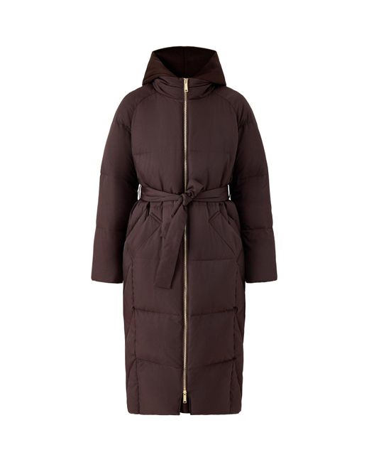 Marella Brown Sport Yole Long Maxi Puffer With Belt And Hood