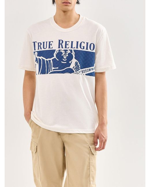 True Religion Blue Checkered Buddha T-Shirt for men