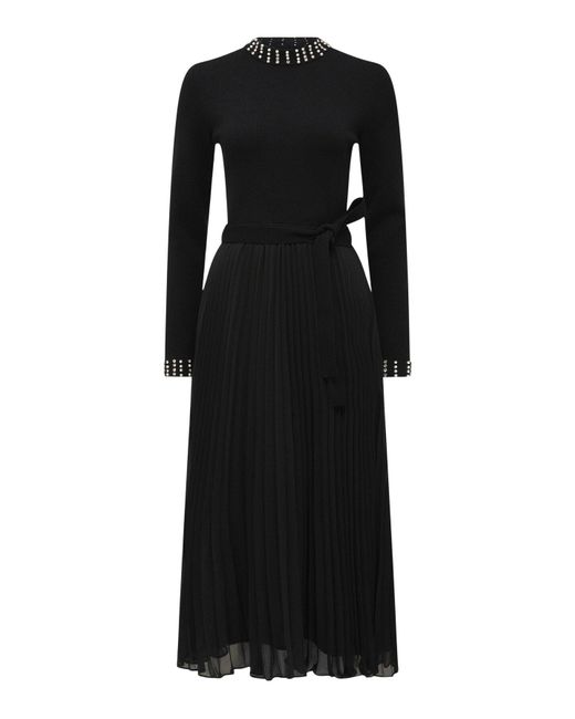 Forever New Black Women's Giana Embellished Pleated Dress