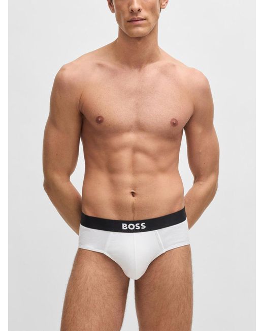 Boss Black Three-Pack Of Stretch- Briefs With Logo for men