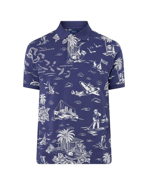 Polo Ralph Lauren Blue Ralph Lauren Island Printed Polo Shirt for men