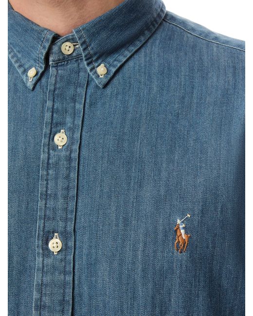 Polo Ralph Lauren Blue Button Down Denim Shirt for men