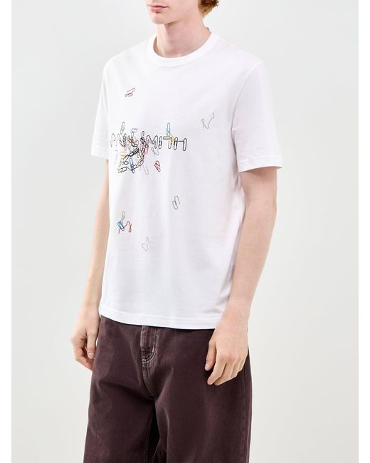 Paul Smith White Paperclips Graphic T-Shirt for men