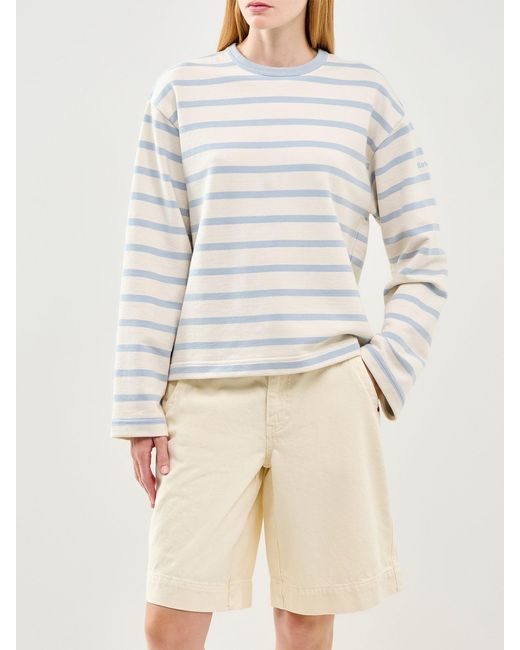 Barbour White Fawley Striped Sweatshirt Ecru Multi