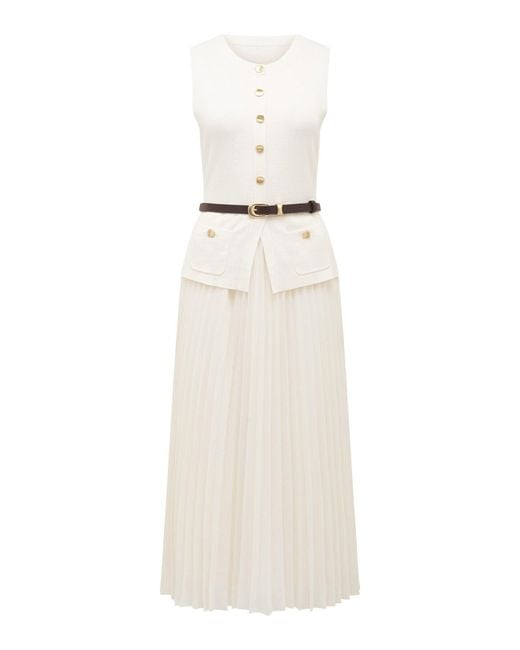 Forever New White Daphne Waistcoat Knitted Midi Dress