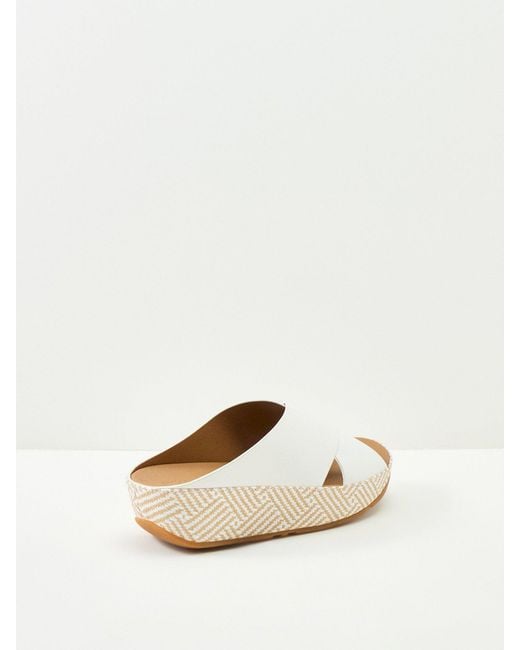 Fitflop Natural Lulu Lux Graphic-Weave Cross Slides