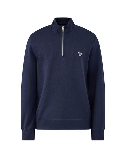 Paul Smith Blue Zebra Quarter Zip Sweatshirt for men