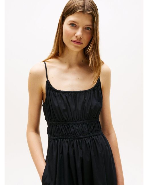 Tommy Hilfiger Black Smock Scoop Neck Maxi Dress