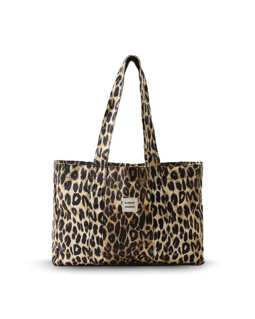 Damson Madder White Leopard Print Canvas Tote Bag