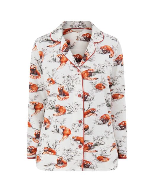 Cyberjammies White Fox Print Jersey Pyjama Top