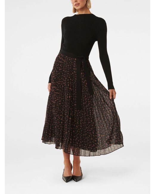 Forever New Black Women's Penelope Woven Mix Knit Dress