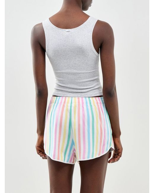 Stripe & Stare White Ecovero Pyjama Shorts Stripe Print