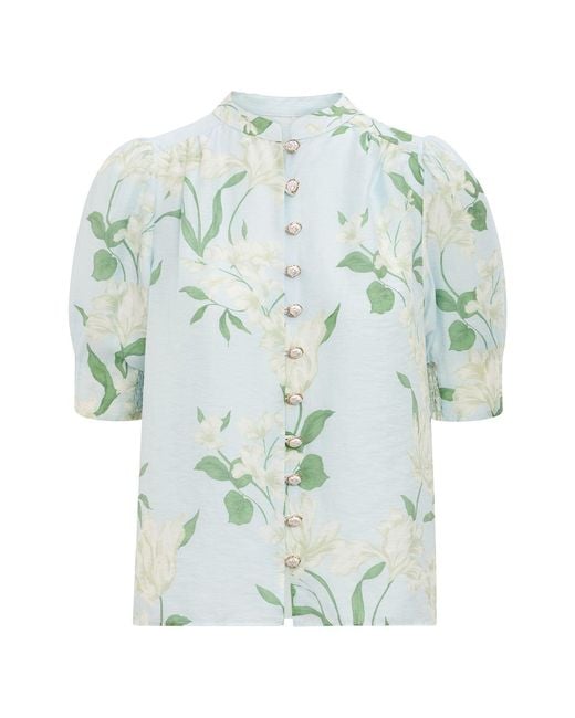 Forever New Blue Tahlia Tuck Detail Blouse