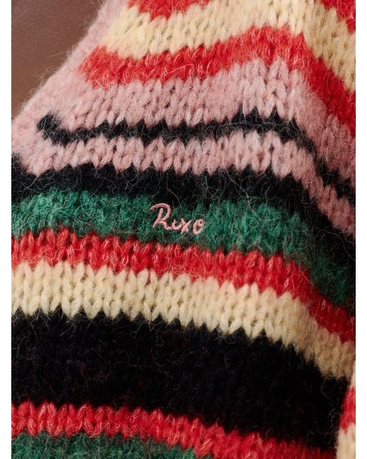 Rixo Red Cari And Alpaca Blend V-Neck Jumper, Wool