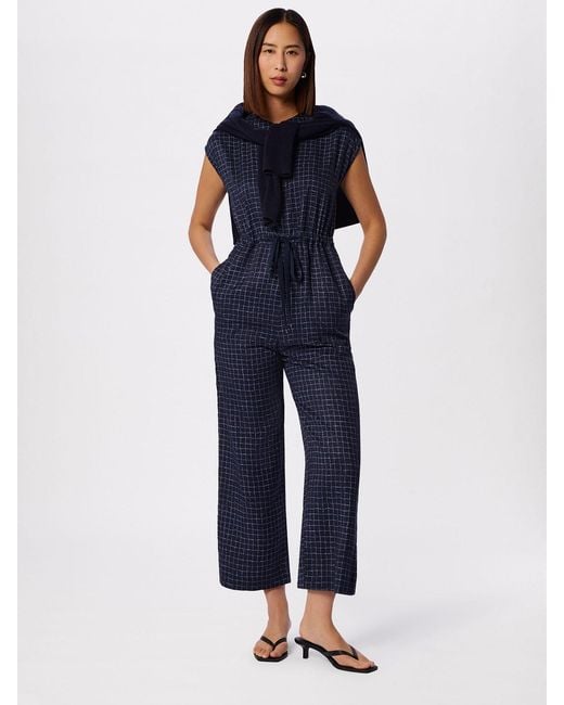 Whistles Blue Grid Print Sleeveless Jumpsuit